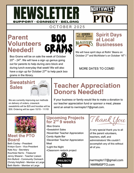 1st 9 Weeks Newsletter