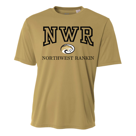ADULT Northwest Rankin Middle School “NWR” Cooling Performance T-Shirt – Youth & Adult | A4 Dri-Fit | Vegas Gold, White, or Black